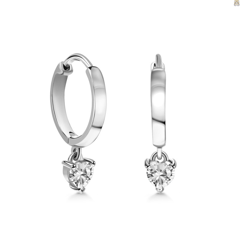 Crystal Heart Hoop Earring