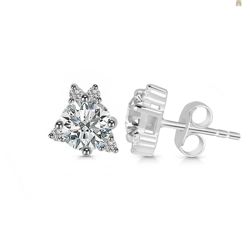 Crystal & White Topaz Stud Earring