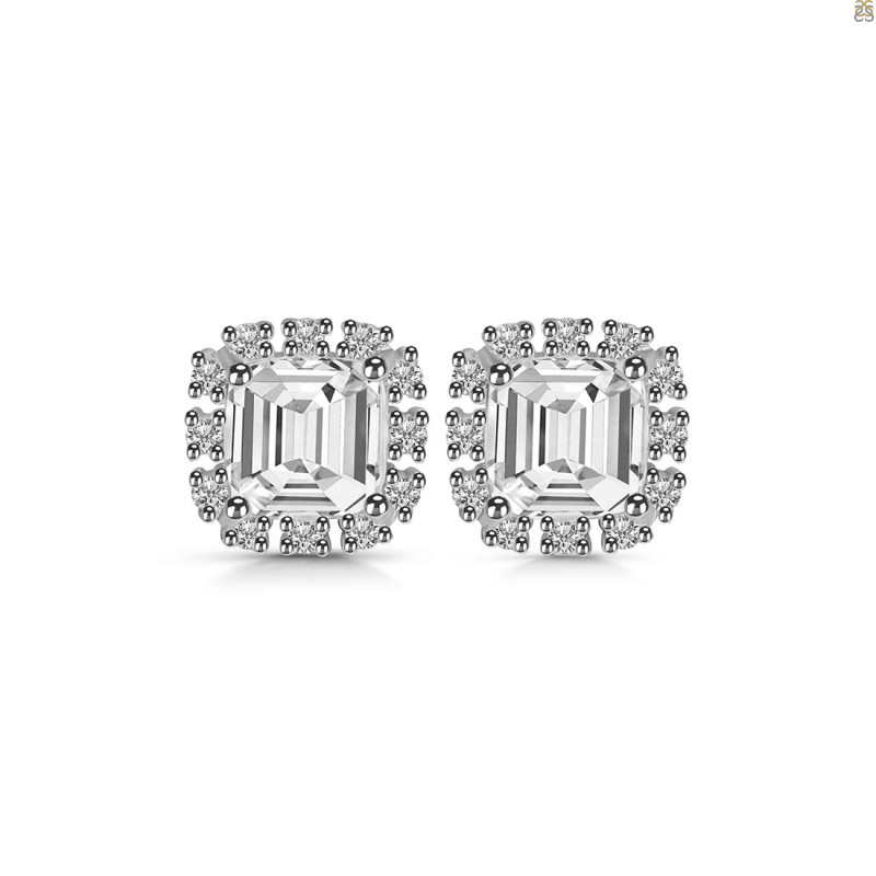 Crystal & White Topaz Stud Earring CST-RDE-1263.
