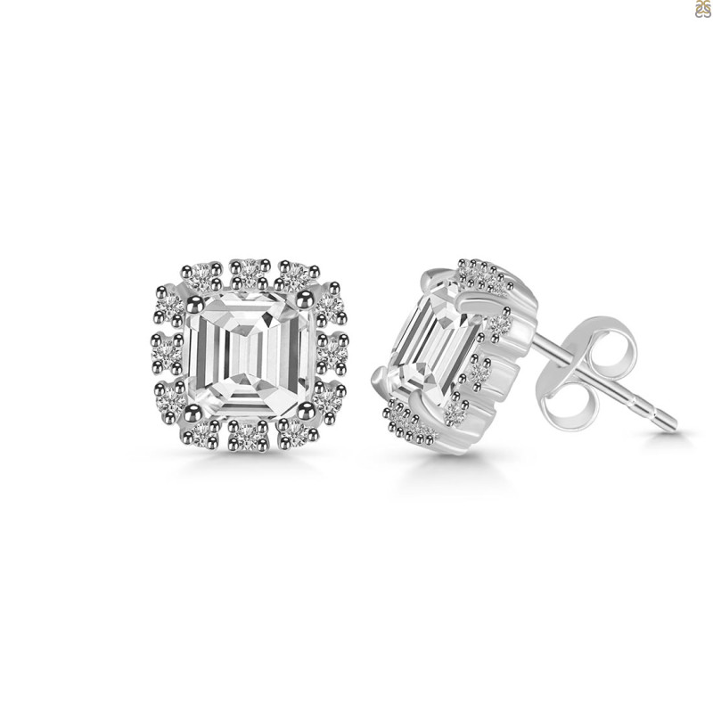 Crystal & White Topaz Stud Earring