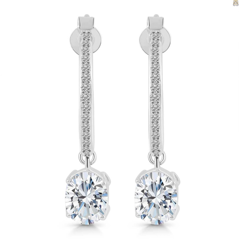 Crystal & White Topaz Hoop Earring