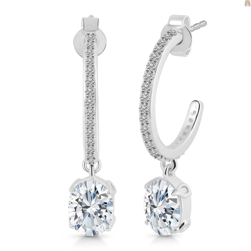 Crystal & White Topaz Hoop Earring CST-RDE-1469.