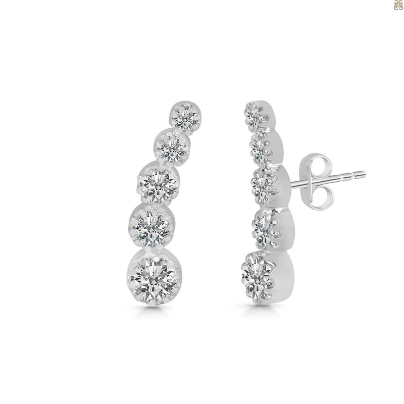 Crystal & White Topaz Stud Earring