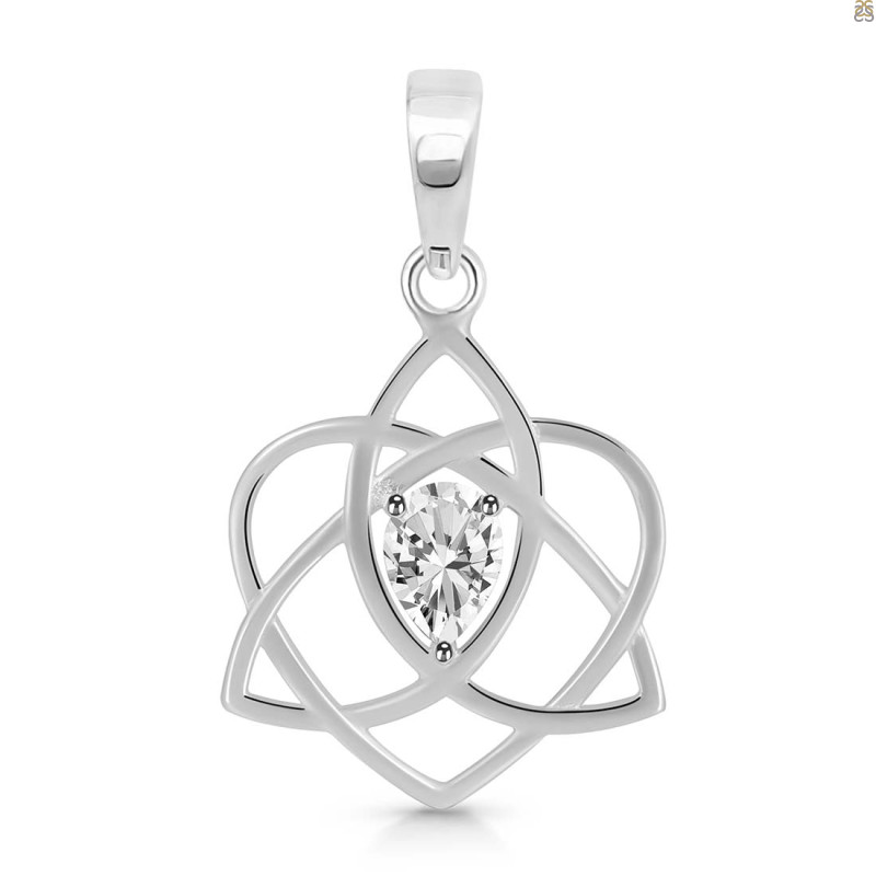Crystal Triquetra Heart Knot Pendant CST-RDEP-880.