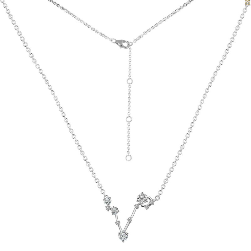 Pisces Zodiac Star Constellation Crystal & White Topaz Necklace
