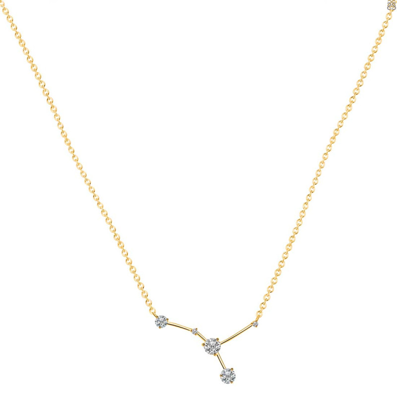 cancer Zodiac Star Constellation Crystal & White Topaz Necklace CST-RDN-486.