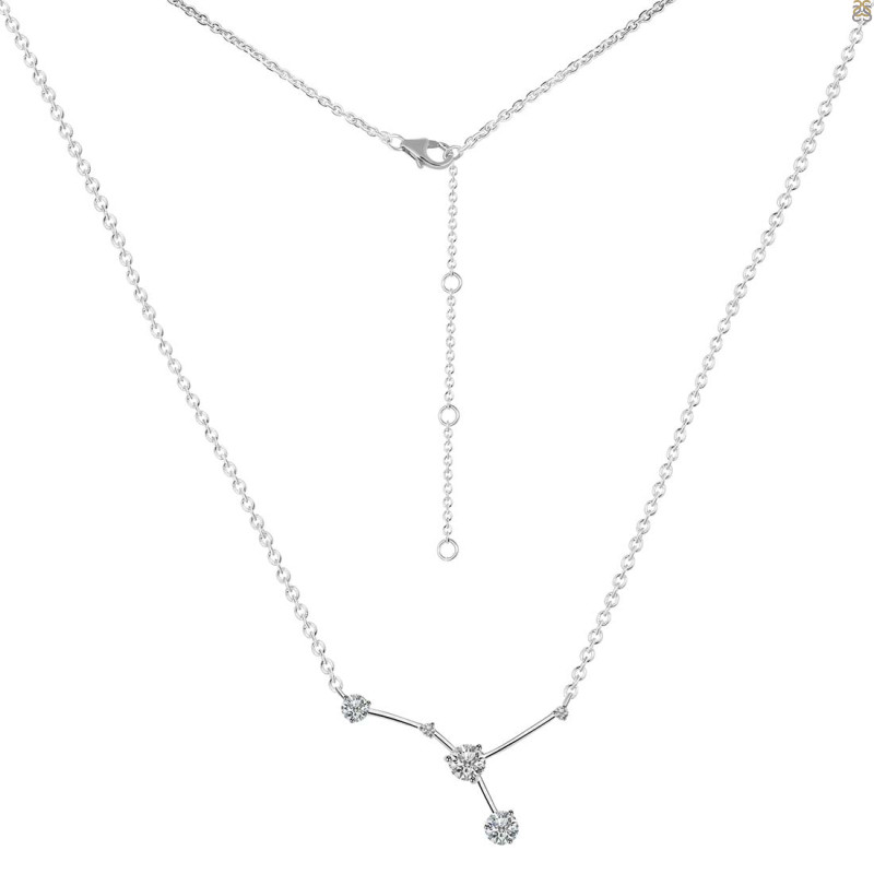 cancer Zodiac Star Constellation Crystal & White Topaz Necklace