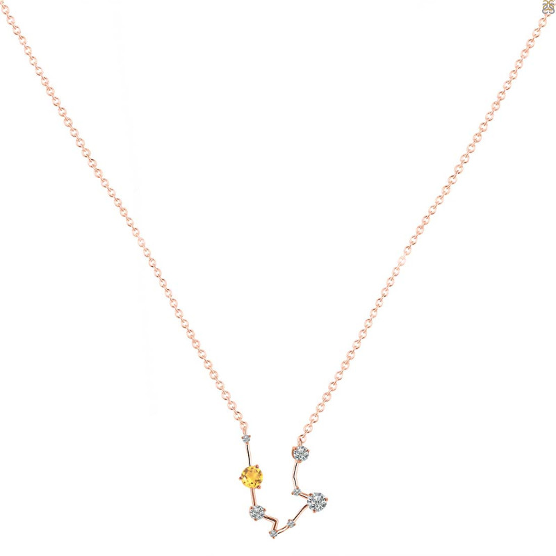 Aquarius Zodiac Star Constellation Crystal & White Topaz Necklace CST-RDN-487.