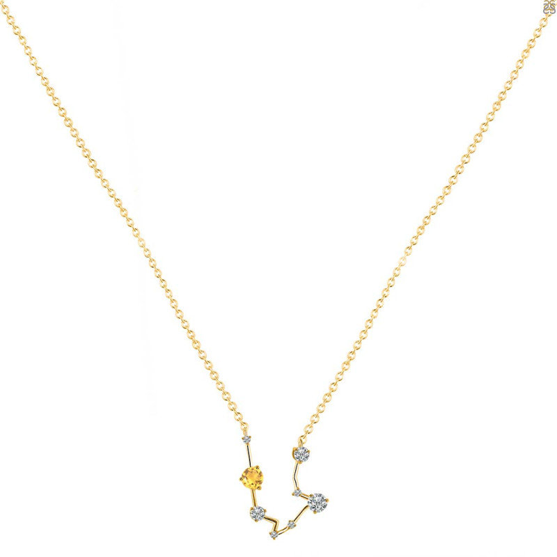 Aquarius Zodiac Star Constellation Crystal & White Topaz Necklace CST-RDN-487.