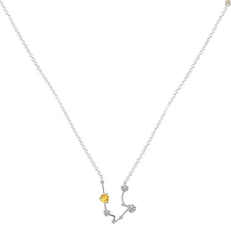 Aquarius Zodiac Star Constellation Crystal & White Topaz Necklace CST-RDN-487.