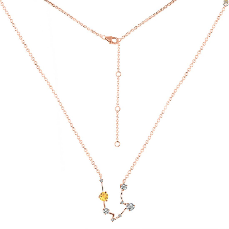 Aquarius Zodiac Star Constellation Crystal & White Topaz Necklace CST-RDN-487.