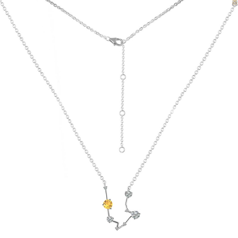 Aquarius Zodiac Star Constellation Crystal & White Topaz Necklace