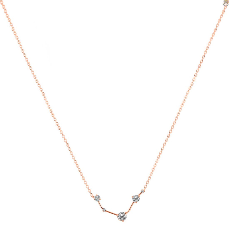 Aries Zodiac Star Constellation Crystal & White Topaz Necklace CST-RDN-488.