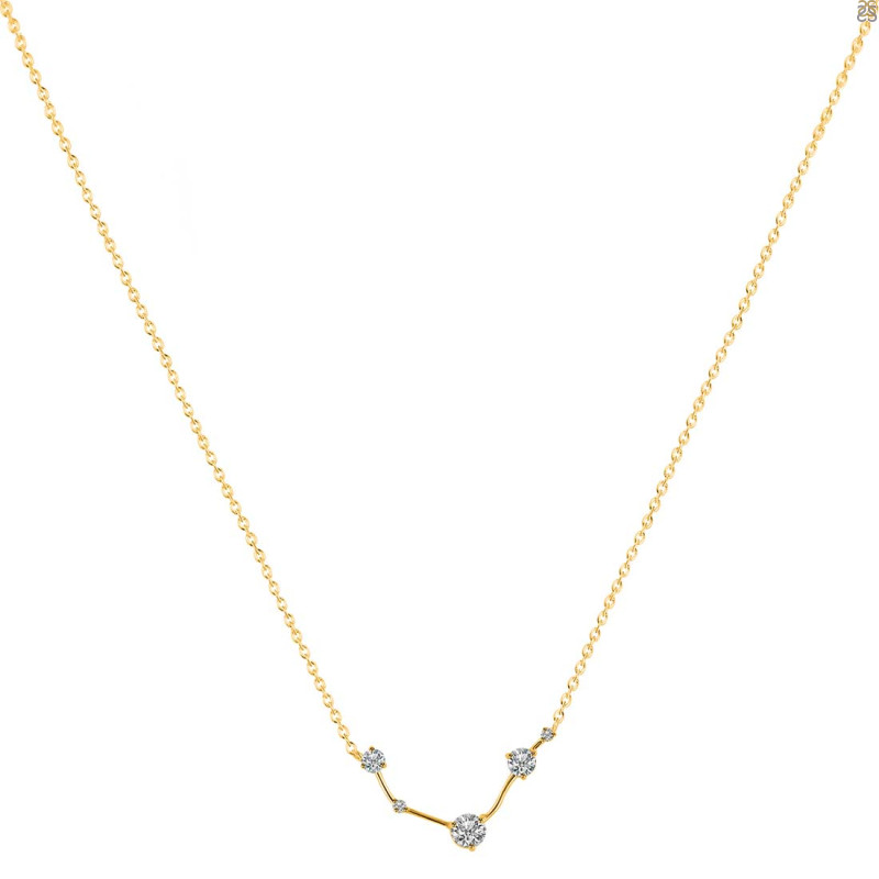 Aries Zodiac Star Constellation Crystal & White Topaz Necklace CST-RDN-488.