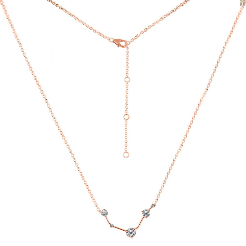 Aries Zodiac Star Constellation Crystal & White Topaz Necklace CST-RDN-488.