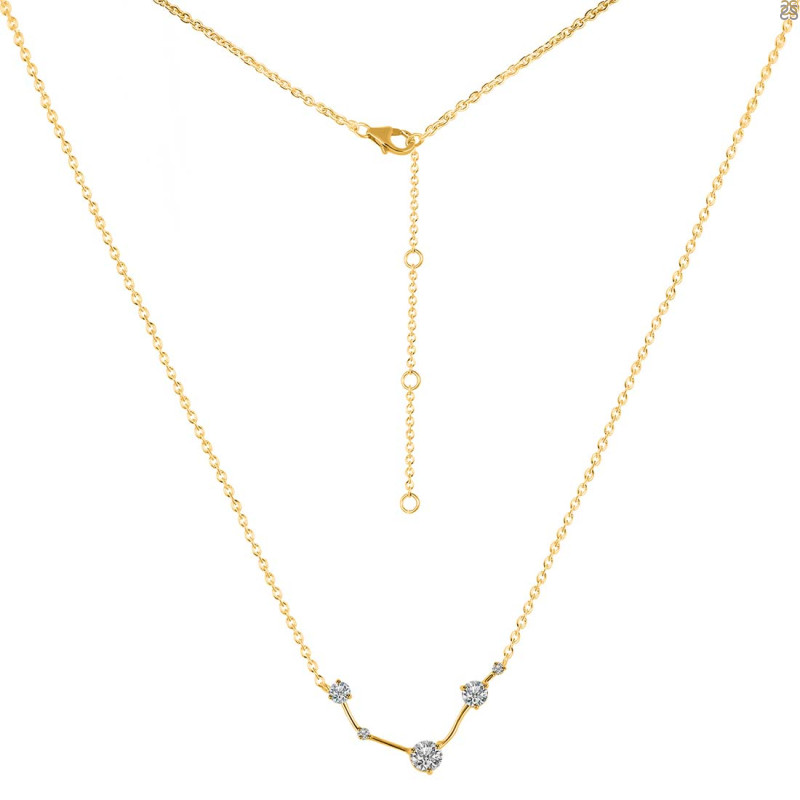 Aries Zodiac Star Constellation Crystal & White Topaz Necklace CST-RDN-488.
