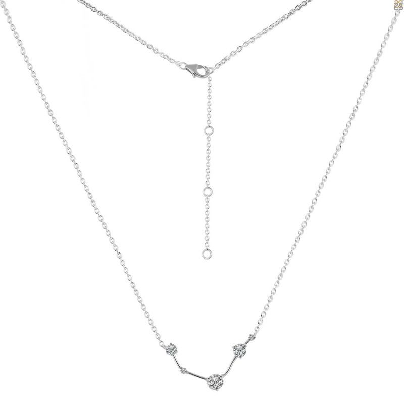 Aries Zodiac Star Constellation Crystal & White Topaz Necklace