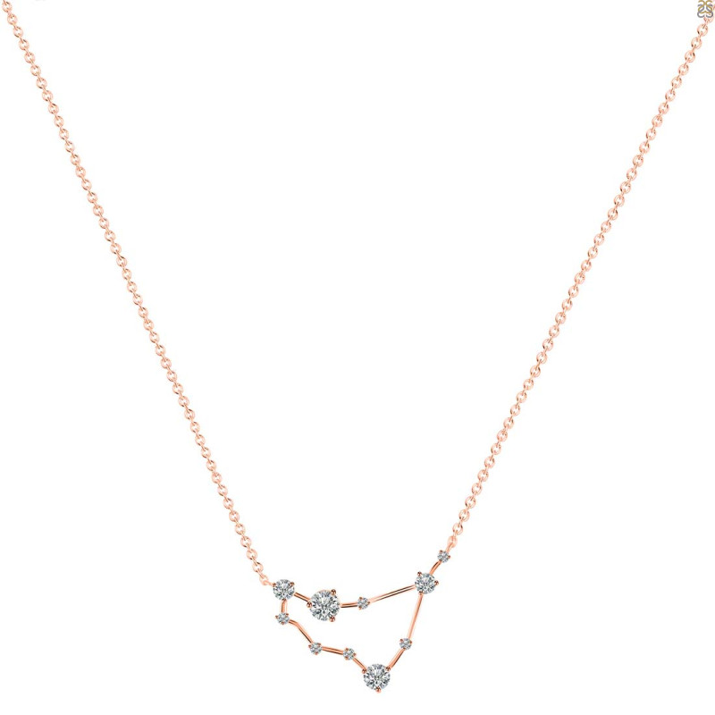 Capricorn Zodiac Star Constellation Crystal & White Topaz Necklace CST-RDN-489.