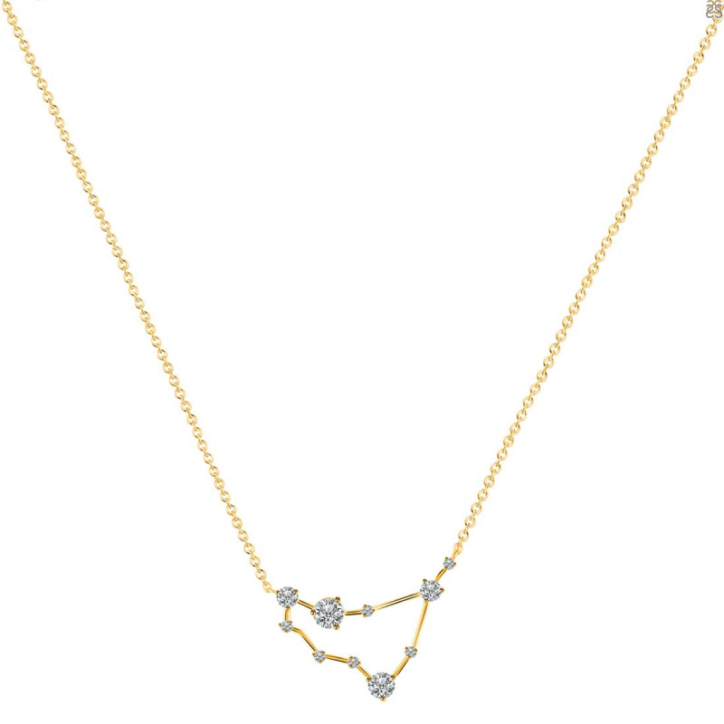 Capricorn Zodiac Star Constellation Crystal & White Topaz Necklace CST-RDN-489.