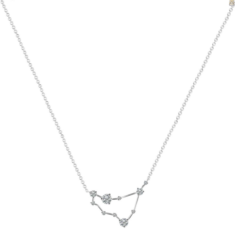 Capricorn Zodiac Star Constellation Crystal & White Topaz Necklace CST-RDN-489.