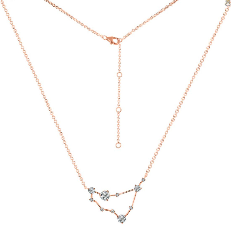 Capricorn Zodiac Star Constellation Crystal & White Topaz Necklace CST-RDN-489.