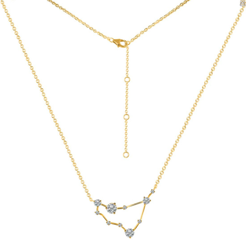 Capricorn Zodiac Star Constellation Crystal & White Topaz Necklace CST-RDN-489.