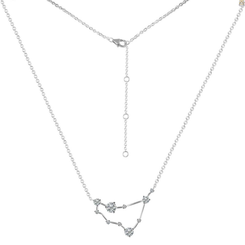 Capricorn Zodiac Star Constellation Crystal & White Topaz Necklace