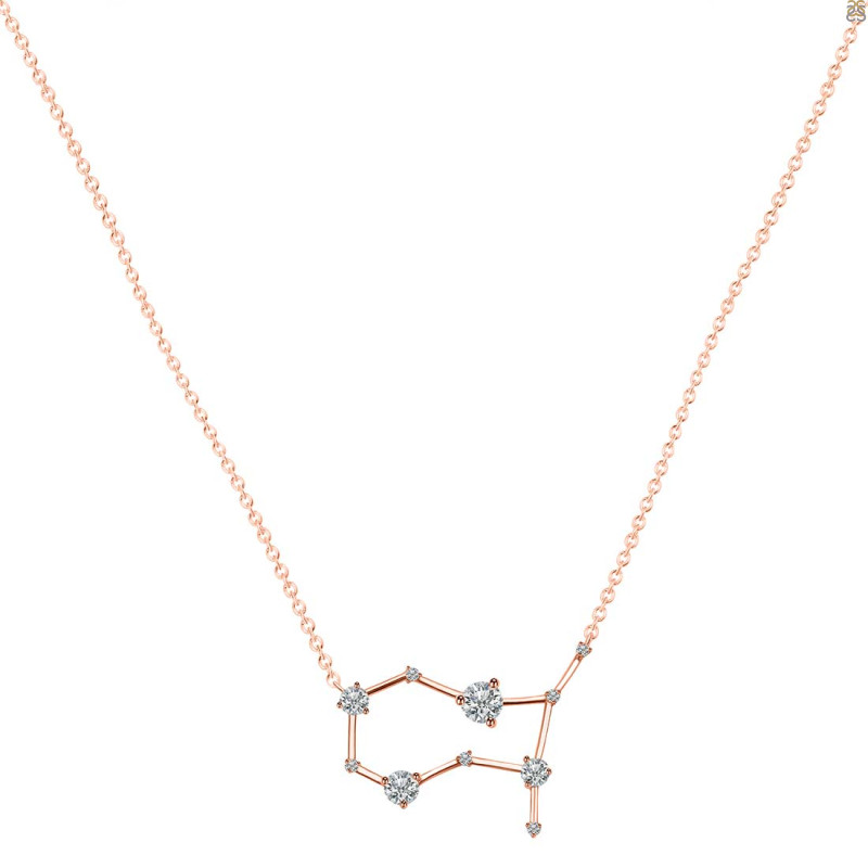Gemini Zodiac Star Constellation Crystal & White Topaz Necklace CST-RDN-490.