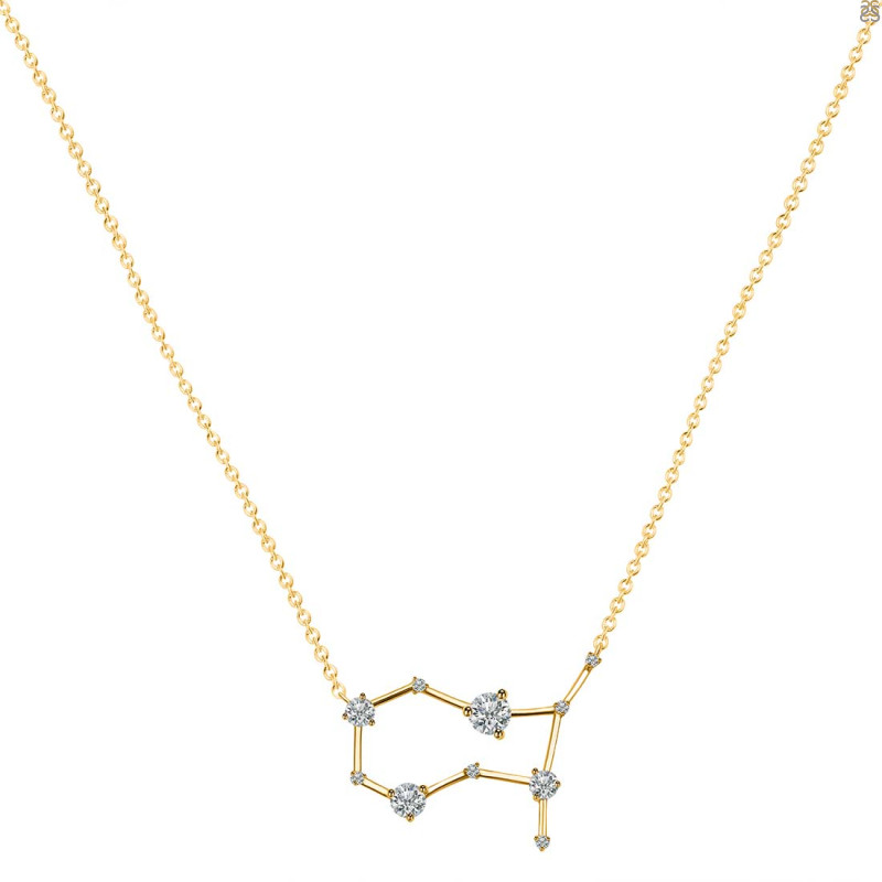 Gemini Zodiac Star Constellation Crystal & White Topaz Necklace CST-RDN-490.