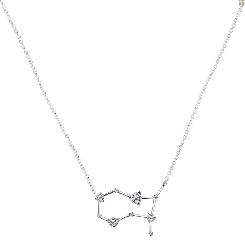 Gemini Zodiac Star Constellation Crystal & White Topaz Necklace CST-RDN-490.