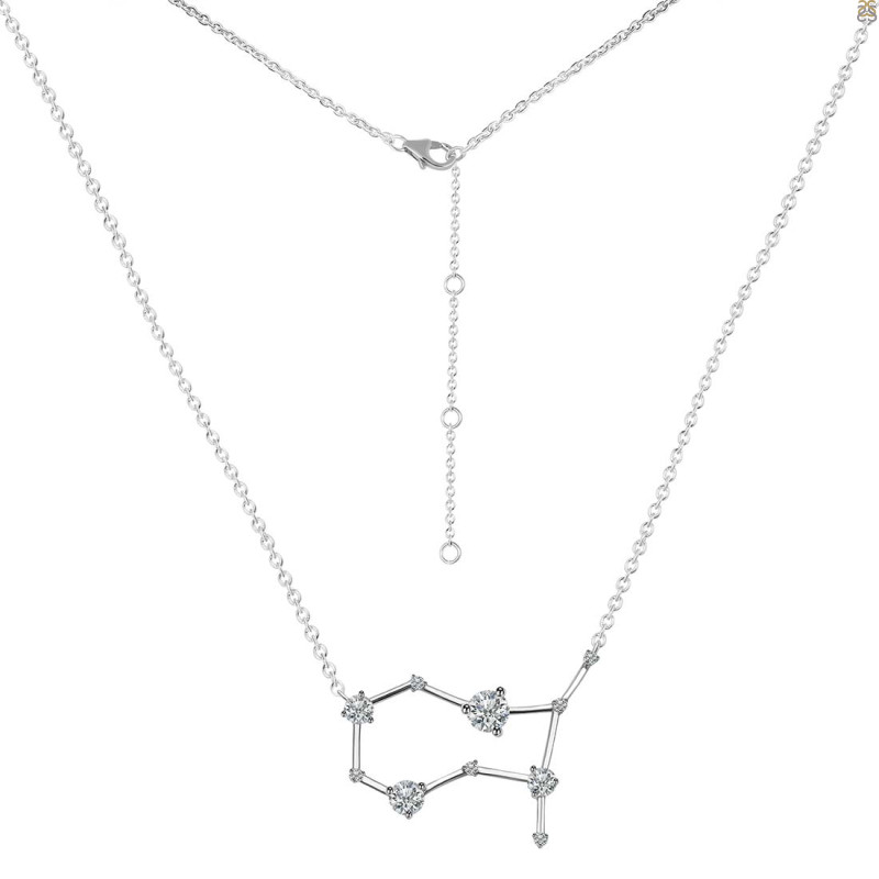 Gemini Zodiac Star Constellation Crystal & White Topaz Necklace