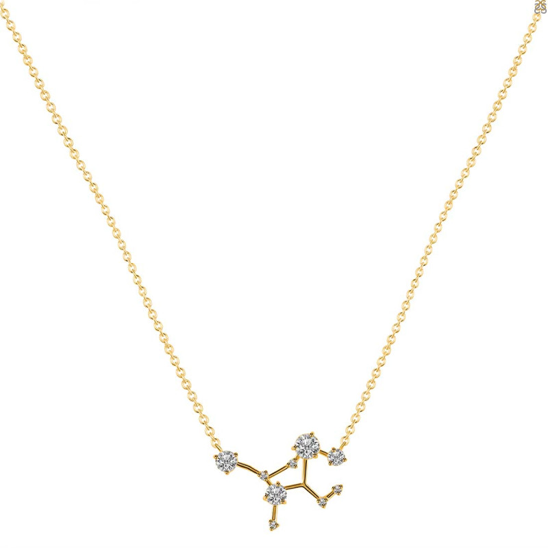 Virgo Zodiac Star Constellation Crystal & White Topaz Necklace CST-RDN-491.