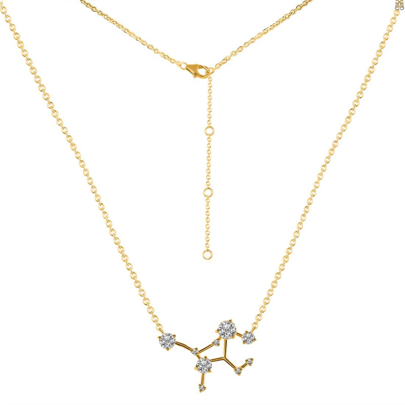 Virgo Zodiac Star Constellation Crystal & White Topaz Necklace CST-RDN-491.