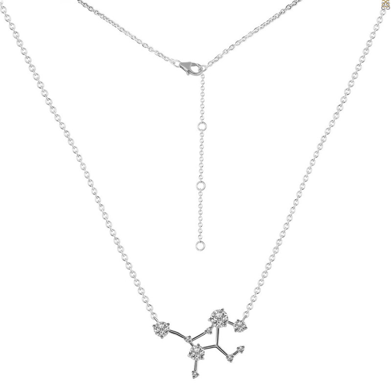 Virgo Zodiac Star Constellation Crystal & White Topaz Necklace