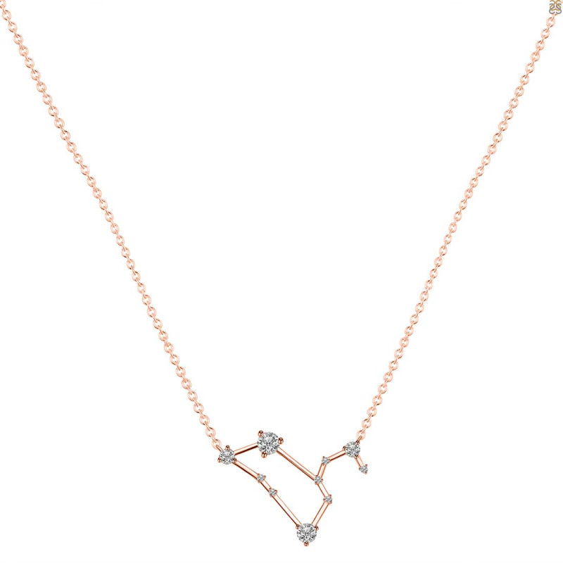 Leo Zodiac Star Constellation Crystal & White Topaz Necklace CST-RDN-493.