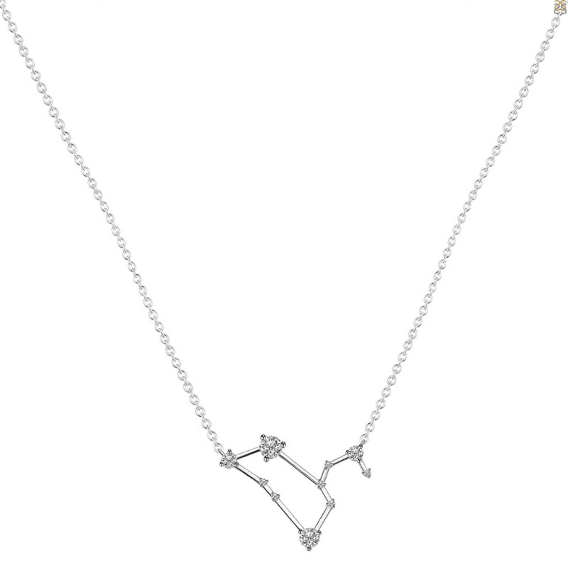Leo Zodiac Star Constellation Crystal & White Topaz Necklace CST-RDN-493.