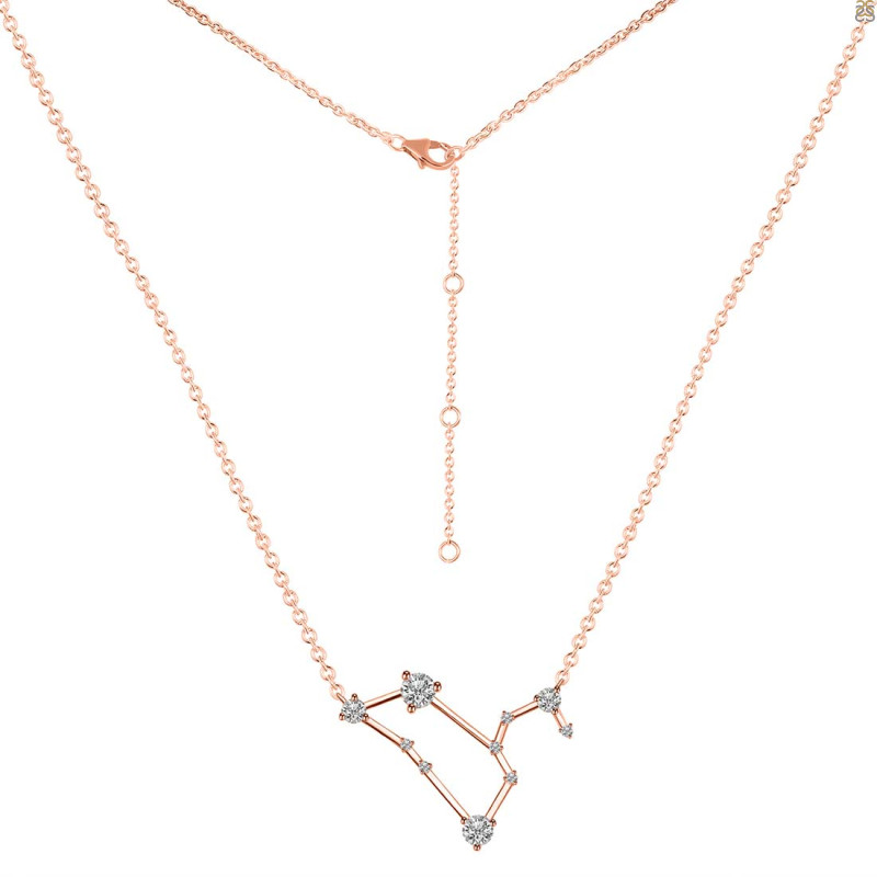 Leo Zodiac Star Constellation Crystal & White Topaz Necklace CST-RDN-493.