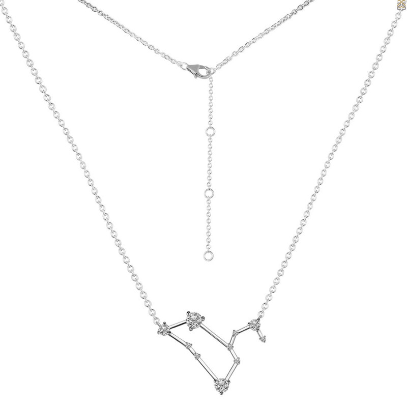 Leo Zodiac Star Constellation Crystal & White Topaz Necklace