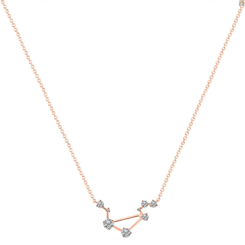 Libra Zodiac Star Constellation Crystal & White Topaz Necklace CST-RDN-494.
