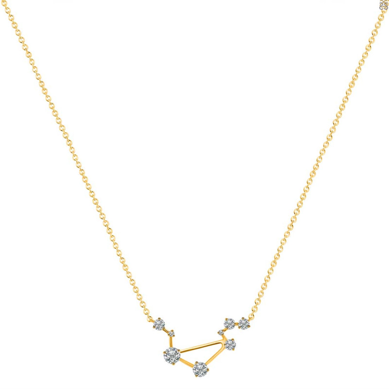 Libra Zodiac Star Constellation Crystal & White Topaz Necklace CST-RDN-494.