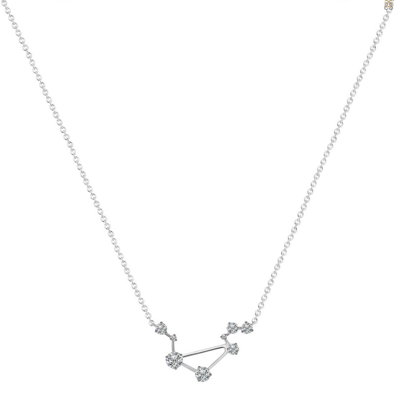 Libra Zodiac Star Constellation Crystal & White Topaz Necklace CST-RDN-494.