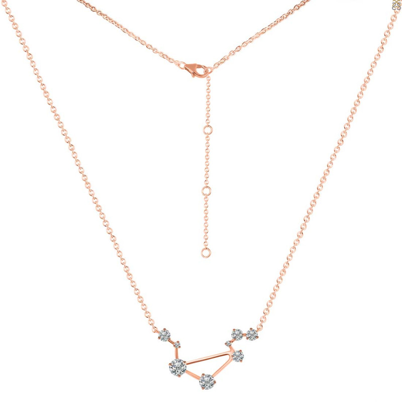 Libra Zodiac Star Constellation Crystal & White Topaz Necklace CST-RDN-494.
