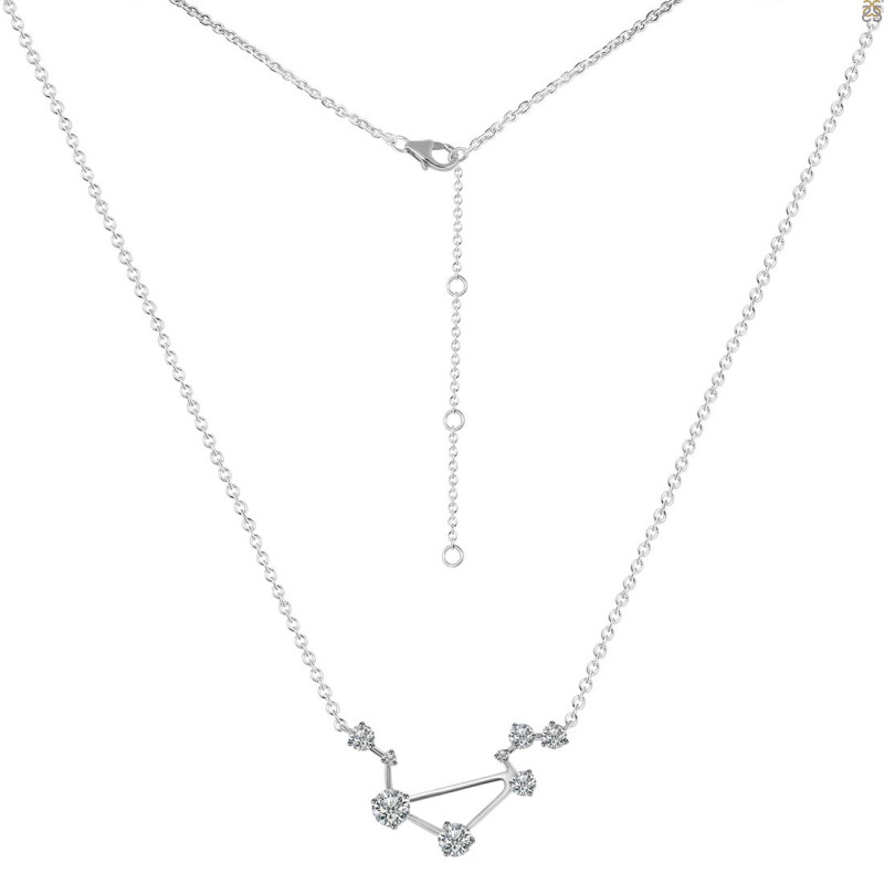 Libra Zodiac Star Constellation Crystal & White Topaz Necklace