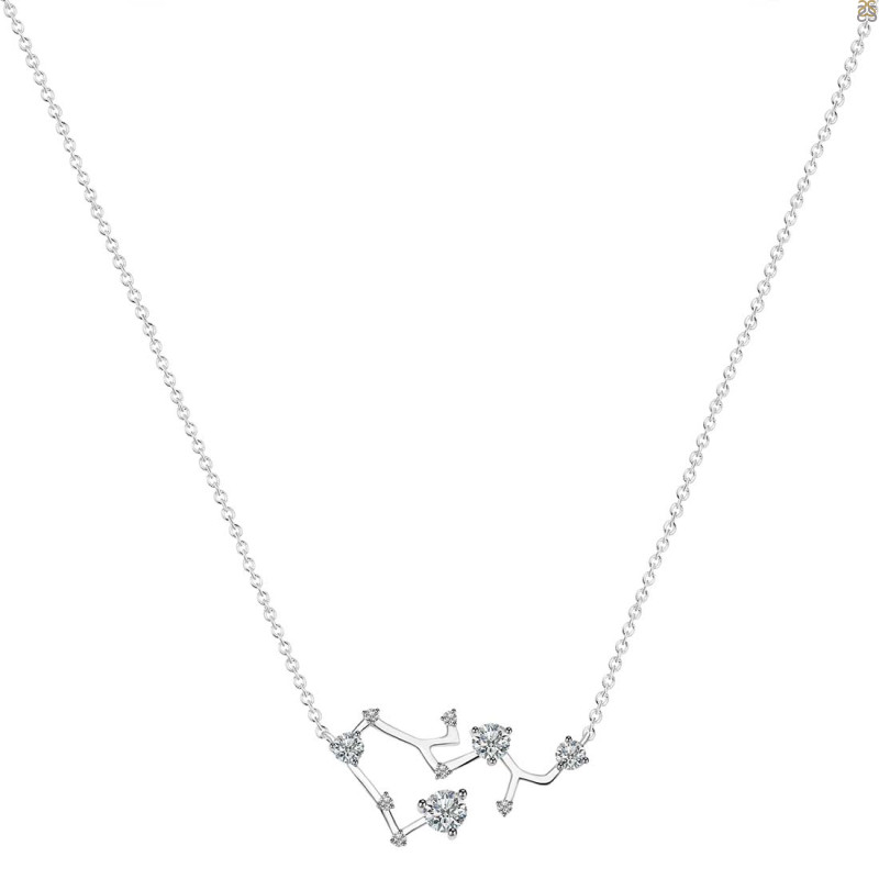 Sagittarius Zodiac Star Constellation Crystal & White Topaz Necklace CST-RDN-496.