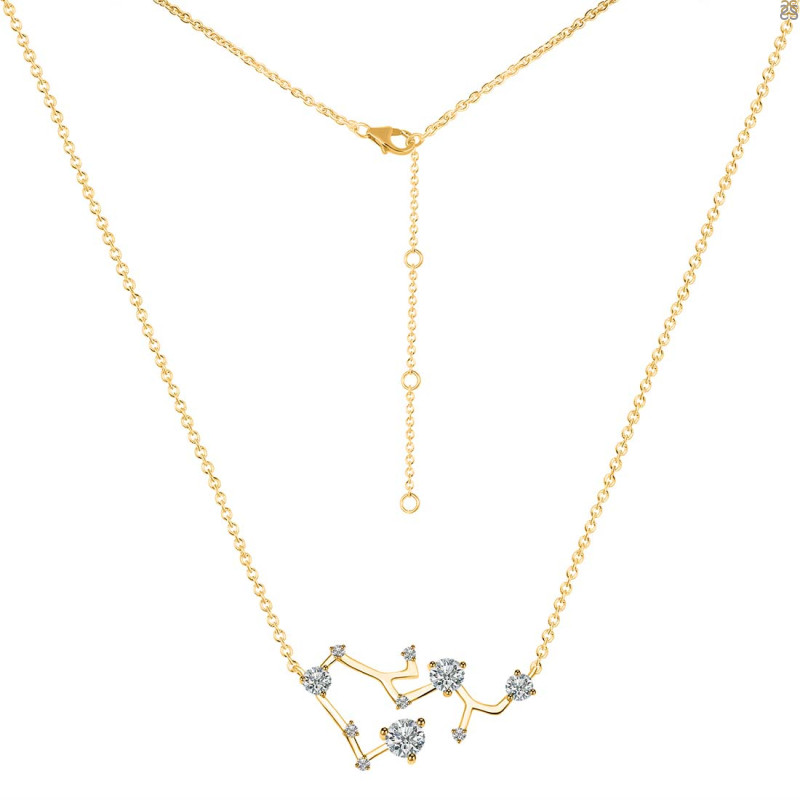 Sagittarius Zodiac Star Constellation Crystal & White Topaz Necklace CST-RDN-496.