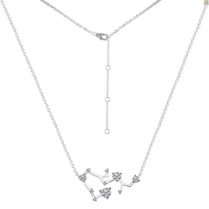 Sagittarius Zodiac Star Constellation Crystal & White Topaz Necklace