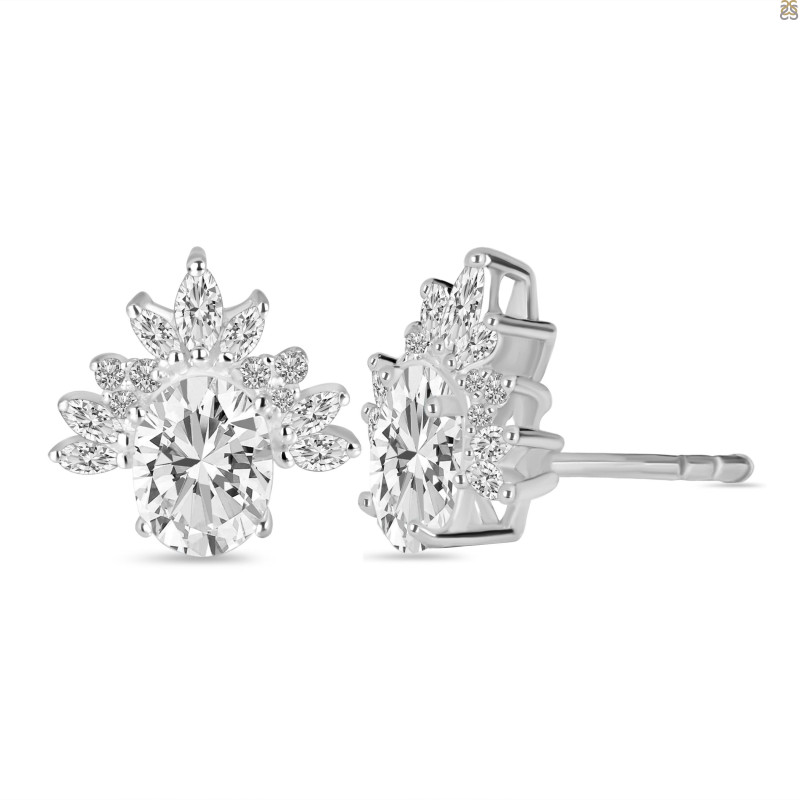Crystal  & White Topaz Stud Earring