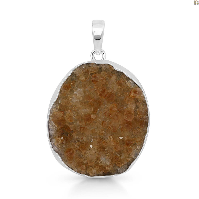 Citrine Druzy Pendant-SP CTD-1-10