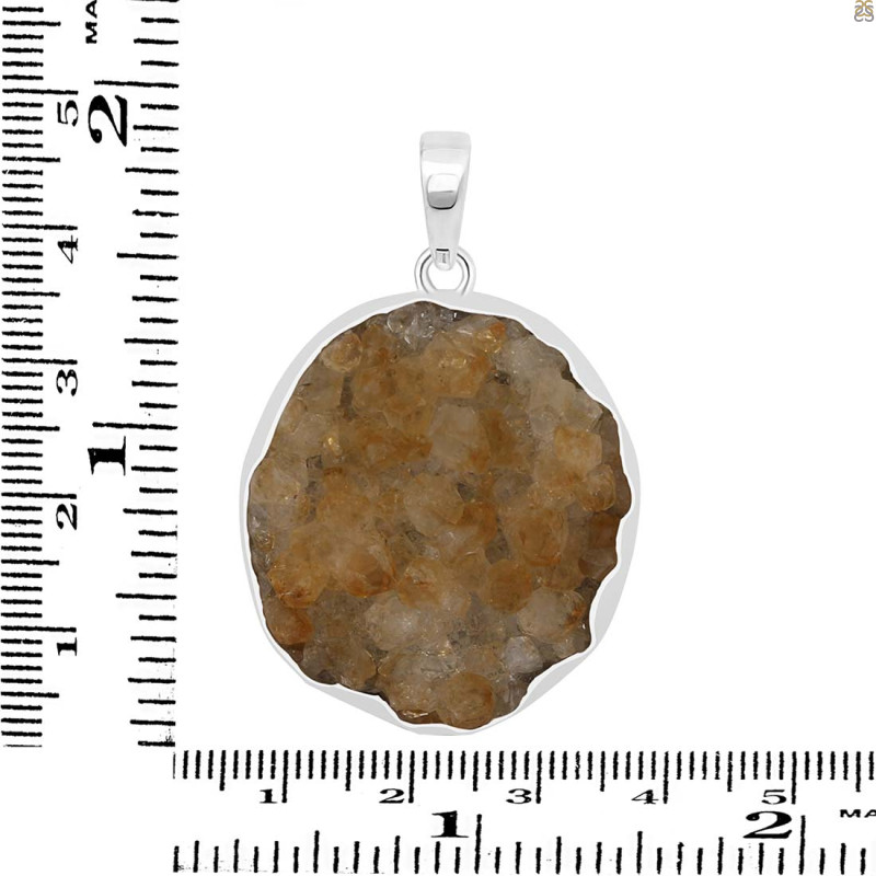 Citrine Druzy Pendant-SP CTD-1-11