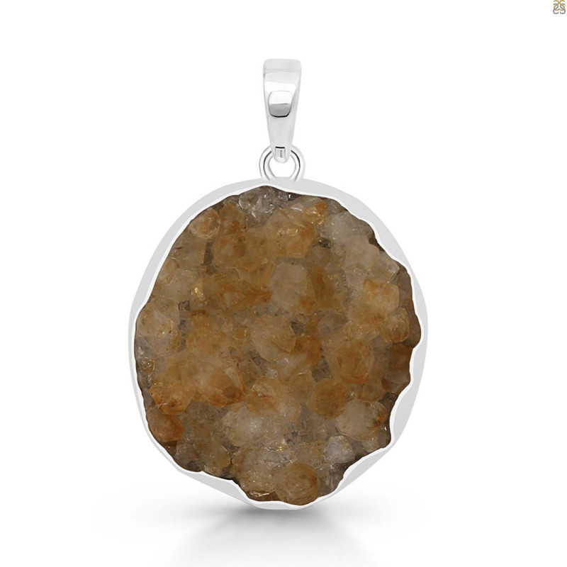 Citrine Druzy Pendant-SP CTD-1-11